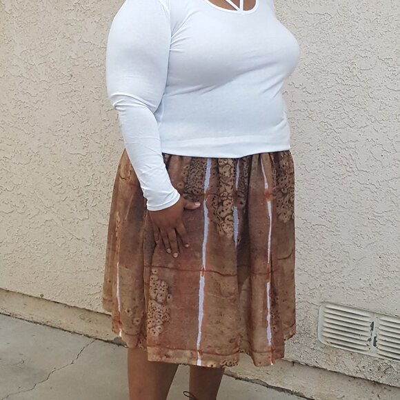 Circle Skirt - Midi Length Semi-Sheer Fabric Elastic Waistband Women's Summer - Picture 6 of 6